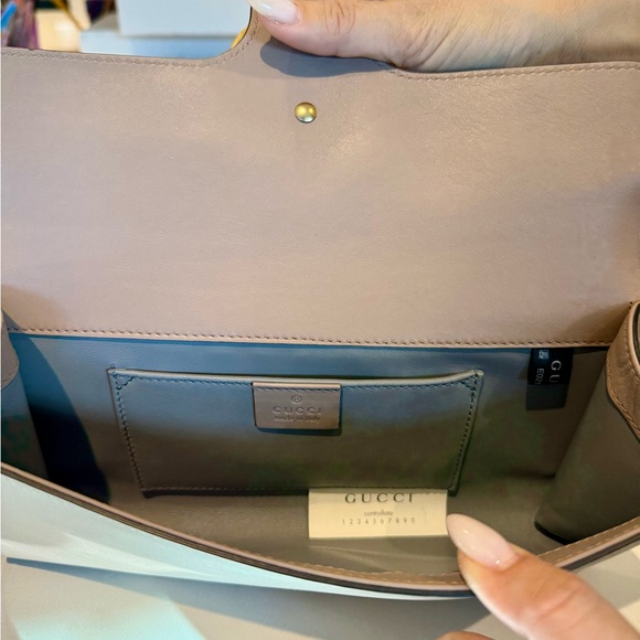 Gucci GG Marmont Pearl Embellished Leather Clutch - Rose Taupe - Picture 2 of 4